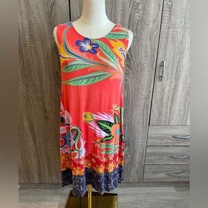 DESIGUAL Orange Floral Print Summer Dress. Size M
